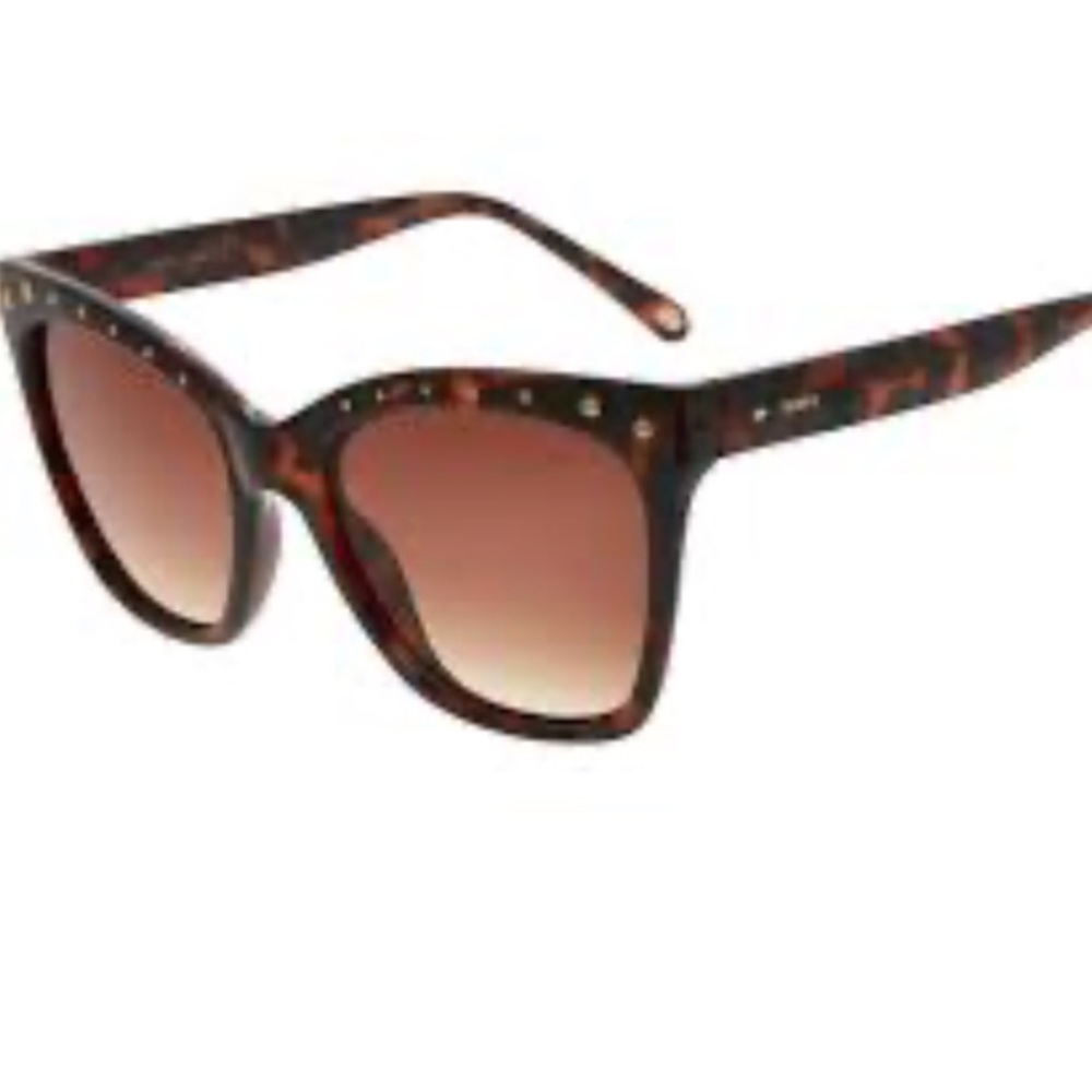 Fossil FW171 Cat-eye Brown Tortoise with Gold Stud Accents Sunglasses